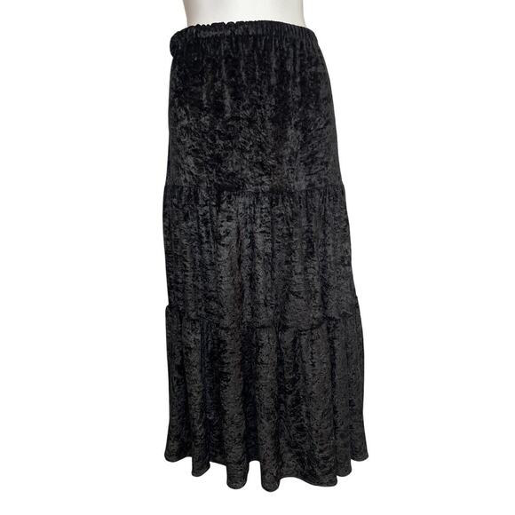 Nouvelle Dresses & Skirts - Vintage Nouvelle Black Crushed Velvet Midi Skirt M Whimsigoth Boho Gothic 90s